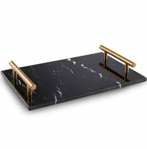 Bandeja de Metal de diseño atractivo Rectangular de latón AK con mango de diseño de hoja en oro acabado antiguo para vajilla/utensilios de cocina - Product Image 4