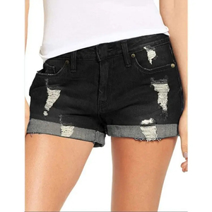 Shorts en jean décontractés vintage pour hommes, taille mi-haute, avec fermeture éclair, logo personnalisé, strass, 100 % coton, vente en gros - Product Image 6