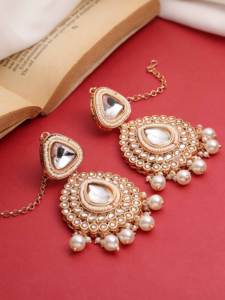 Kundan Earrings, Kundan Earring Collection, Kundan Earring Trends, Indian Kundan Earrings, Elegant Kundan Earrings, <b>Gift</b> for Her - Product Image 2