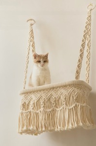 Large Macrame <b>Cat</b> <b>Hammock</b> Hanging <b>Cat</b> Bed Swing Wall Furniture for <b>Cat</b> Lover Home Decor and Room Accessories - Product Image 5