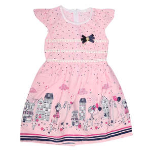 ชุดเดรสปักลายสำหรับเด็กผู้หญิง - สีชมพู - Product Image 1