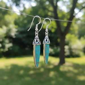 Handmade <b>Silver</b>-Filled Turquoise Dangle <b>Earrings</b> - Product Image 3