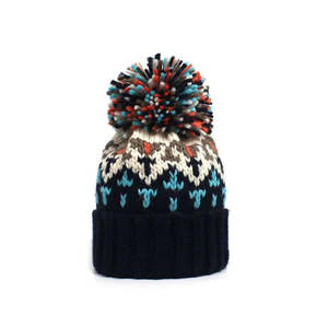 Gorro de Punto Unisex de Invierno de Alta Calidad con Diseño de Pescador y Logotipo Personalizado, Gorro de Punto Jacquard con Patrón de Puntos y Letras - Product Image 3