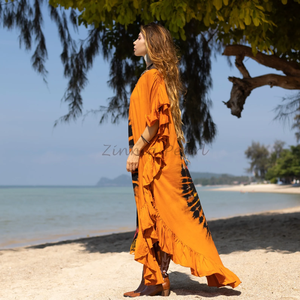 Hot Selling Good Quality Womens <b>Beach</b> Clothing Boho Chic <b>Kaftan</b> Dress Boho Lady Sundress Elegant Cold Shoulder Poncho <b>Kaftan</b> OEM - Product Image 2