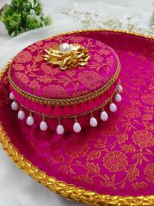 Boîte-cadeau décorative en acier et ensemble d'assiettes Haldi Mehndi faveur de mariage Eid 250 grammes Sweet Laddoo boîtes de rangement indien traditionnel - Product Image 3