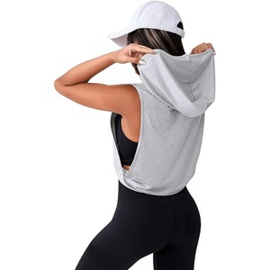 Sweat à capuche de gymnastique pour hommes débardeurs vêtements d'été maillots d'entraînement avec poche latérale zippée impression personnalisée vêtements de fitness tendance de gymnastique - Product Image 5