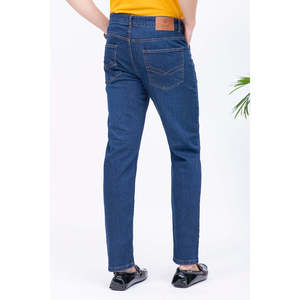 Jean en denim coupe droite taille haute pour homme, coupe ample, délavage coloré, style streetwear, automne, avec logo personnalisé - Product Image 5