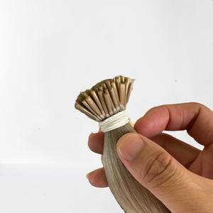 Extensiones de cabello humano con cutícula, pelo natural de calidad superior, color gris, con punta I, muestra gratis, venta al por mayor - Product Image 1