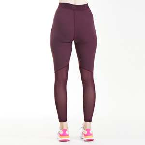 Leggings C2 color granate de cintura alta con malla, cintura elástica, talla grande, para gimnasio, con estampado de leopardo, hasta el tobillo, de spandex/nailon, talla XS - Product Image 2