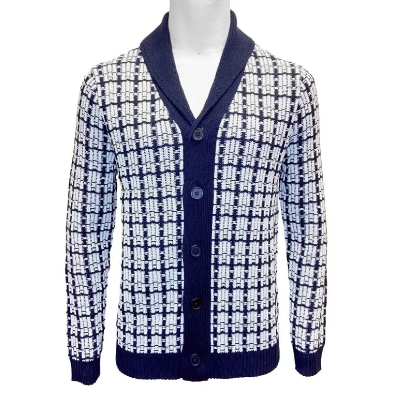 SS24 Men's Custom Knit Cotton Color turndown collar Buttoniong Cardigan Cost Top Sweater