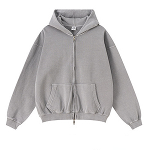 Sudadera con cremallera Heavyweight 100% algodón Fleece Hombres Zip up Hoodies Drop Shoulder Acid Wash Sudadera con capucha de moda para hombres - Product Image 1