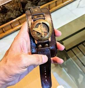 Nautical Brass Vintage Wrist Watch with Sundial Compass <b>Anniversary</b> or Father's Day Gift for Husband <b>Couples</b> Christmas <b>Present</b> - Product Image 6