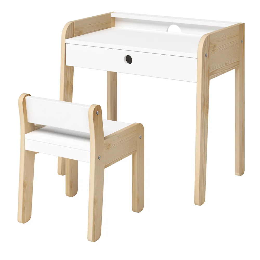 Mesas de estudio y sillas modernas para niños pequeños, juego de muebles de madera para el hogar