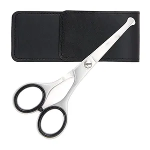 Best Quality Nostril Nose And Ear Hair Scissors Stainless Steel Straight Rounded Tip Nose Scissor With Black Pouch