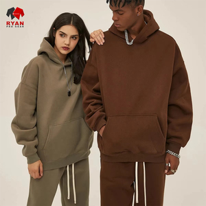 Sweat à capuche pull-over en polaire pour hommes avec logo sur le devant personnalisé Streetwear d'hiver respirant en polyester et coton mélangés OEM/ODM disponible - Product Image 2