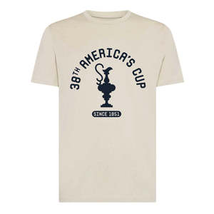 T-shirt America's Cup 38 SINCE1851 Off-White in Jersey 100% Cotone Organico con Motivo Compresso di Design - Product Image 1
