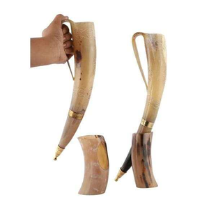 Natural Real Horn Handmade Eco-Friendly Viking Medieval Large Engraved Drinking Horn Shiny Polished Love Theme <b>Souvenir</b> for - Product Image 3