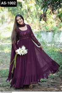 Ropa étnica india Fancy Georgette Plain Anarkali Vestidos con tallas grandes disponibles para bodas y festivales Ropa India - Product Image 3