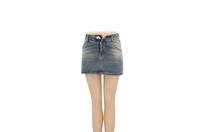 Jupes en jean décontractées pour femmes, coupe trapèze, délavées, taille haute, boutonnées sur le devant, grandes tailles, style vintage, avec motifs diamants, vente en gros, sur mesure