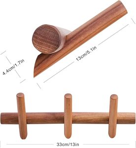 Wood Decorative Wall Mounted Coat <b>Hooks</b> and Hat Rack Tower for Bedroom <b>Bathroom</b> Kitchen Office Quality Rails Product - Product Image 4
