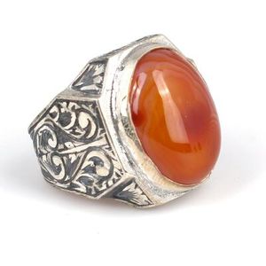 Bague pour homme faite à la main en argent sterling 925 avec pierre d'agate ovale sertie en forme de stylo pour un usage quotidien - Certifiée GRS et IGI - Product Image 3