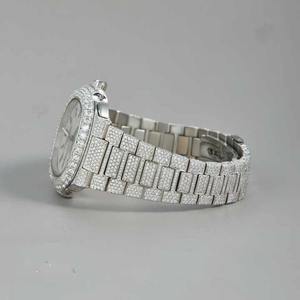 Montre Hip Hop de Luxe en Moissanite avec Diamants Ronds Taillés Brillant, Boîtier Plaqué Argent Massif 925, Entièrement Sertie VVS - Product Image 4