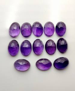 Venta al por mayor de piedras preciosas de cuarzo amatista natural, cabujones de corte de Rosa facetados de alta calidad, tamaños sueltos ovalados, 3x5mm, 15x20mm, planos - Product Image 4