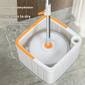 Long Handle Self-Wringing Squeegee Flat <b>Mop</b> Plastic Basket Rectangle Rectangular Clean Dirty Water Separator for Easy Cleaning - Product Image 2