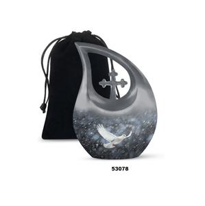 โกศรูปหยดน้ำอะลูมิเนียมสำหรับบรรจุอัฐิมนุษย์ รุ่นขายดี ดีไซน์เฉพาะ พร้อมถุงกำมะหยี่ฟรี - Product Image 2