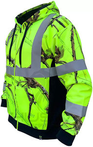 Sweat à capuche personnalisé avec fermeture éclair, réfléchissant 3D fluorescent, pour l'hiver, en coton/polyester polaire, sérigraphié - Product Image 5