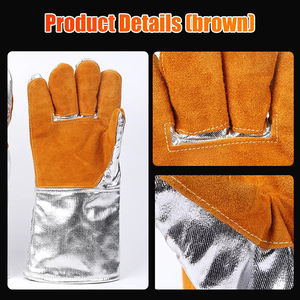 Gants de soudage en cuir de vachette Gants en cuir thermo-isolant résistants à l'usure pour le cyclisme, l'extérieur et la fête du Pakistan vente en gros - Product Image 4