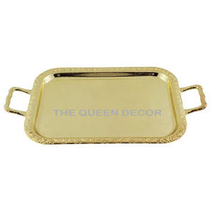 Vente chaude De Luxe Bordure Conception En Métal De Haute Qualité Plateau De Service Hôtel Restaurant Décoration De La Maison Plateau De Service - Product Image 5