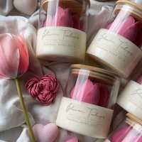 Bougie parfumée multicolore en forme de tulipe avec étiquette personnalisée, bougie en cire de soja naturelle dans un bocal en forme de fleur pour la décoration de la maison, les cadeaux de mariage et d'anniversaire