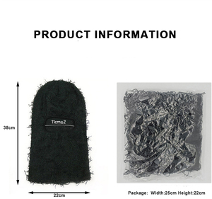 Full <b>Face</b> Mask Cover Custom Knitted Balaclava One Hole Knit Beanie Camo Distressed Balaclava - Product Image 3