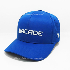 Gorra de béisbol perforada de poliéster resistente al agua estructurada con logotipo personalizable, moda joven y clásica, hecha en fábrica de Vietnam - Product Image 1