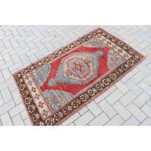 Alfombra Turca Vintage, Alfombra de 3x5.2 pies, Alfombra con Detalles en Rojo - Product Image 2