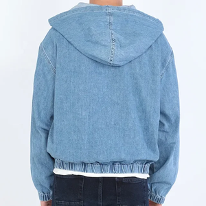 Sweats à capuche en denim brodés pour hommes avec logo personnalisé, design multi-poches pour l'impression numérique d'hiver, prix d'usine - Product Image 4