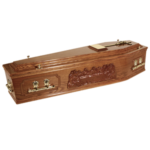 โลงศพไม้เนื้อแข็งสไตล์ยุโรปโลงศพสำหรับผู้ใหญ่โลงศพไม้มาตรฐานยุโรป - Product Image 1