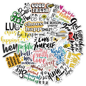 Autocollants en vinyle PVC avec slogan inspirant, 50 pièces, autocollants décoratifs motivants pour la décoration de la maison et les cadeaux promotionnels - Product Image 1