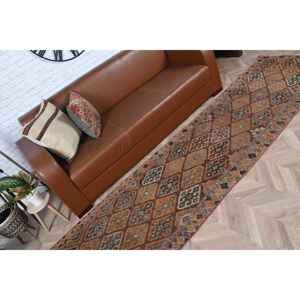 Alfombra Turca de 2.7x12 pies, Alfombra Vintage, Alfombra Marroquí Marrón Naranja - Product Image 3