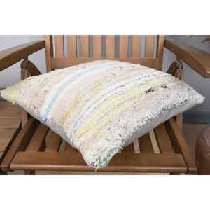 Alfombra Decorativa de Lana Beige de 18x18 Pulgadas, Estilo Kantha, Vintage, Floral, Bordada, Tejida, Antideslizante, Ecológica, Extraíble, Lavable, con Cierre - Product Image 4