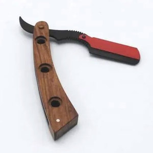 Maquinilla de afeitar plegable hecha a medida, venta al por mayor, hoja de afeitar de peluquero desechable de seguridad con maquinilla de afeitar con mango de hueso y madera - Product Image 5