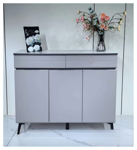 Meuble de rangement autoportant moderne en plastique gris avec design ventilateur pour salon et mobilier de maison - Product Image 1