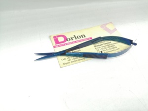 Ciseaux à ressort en plasma bleu violet en acier inoxydable, lame droite, ciseaux pour cils et sourcils, marque privée, ciseaux cosmétiques de beauté - Product Image 3