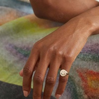 Gemnel Tendance Bijoux De Mode Haute Qualité 18K Plaqué Or Bijoux arc-en-ciel Visage Souriant Diamants et Saphirs Chevalière