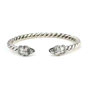 Bracelet unisexe en argent sterling 925 avec tête d'ours torsadée, breloque religieuse vintage, perle plaquée rhodium, diamètre 6 cm, 20,78 g, cadeau - Product Image 1