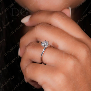 Bague de fiançailles en or jaune certifiée 1,00 CT-2,00 CT avec moissanite solitaire, taille brillante, sertie à griffes, bord de couteau, pour fête - Product Image 2