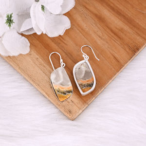 Latón Chapado en plata hecho a mano Bumble Bee Jasper piedra preciosa colgante pendiente diseñador pendientes latón mujer joyería fiesta pendiente - Product Image 4