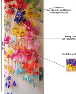 4 Pieds Filet de Potli Multicolore avec Dentelle Gota Décoration de Mariage & Festival Toile de Fond pour Mandap Stage Ganpati & Temple Decor - Product Image 2