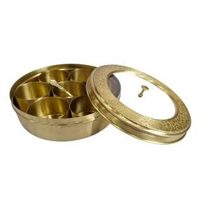 New Design Low Price Metal Masala Box Set with Metal Lid <b>Spice</b> Box <b>Jar</b> Best Brass <b>Spice</b> Containers Custom Boxes - Product Image 4